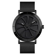 SKMEI 9204 Fashion Skeleton Rotating Dial Water-resistant Business Mesh Belt Quartz Watch Men Watch(Black)