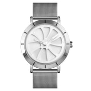 SKMEI 9204 Fashion Skeleton Rotating Dial Water-resistant Business Mesh Belt Quartz Watch Men Watch(White)