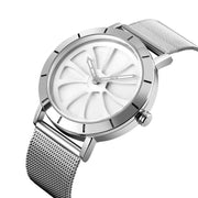 SKMEI 9204 Fashion Skeleton Rotating Dial Water-resistant Business Mesh Belt Quartz Watch Men Watch(White)
