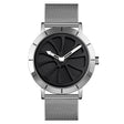 SKMEI 9204 Fashion Skeleton Rotating Dial Waterproof Business Mesh Belt Quartz Watch Men Watch(Silver Black) - free shipping - PMC TechLife - Order now!