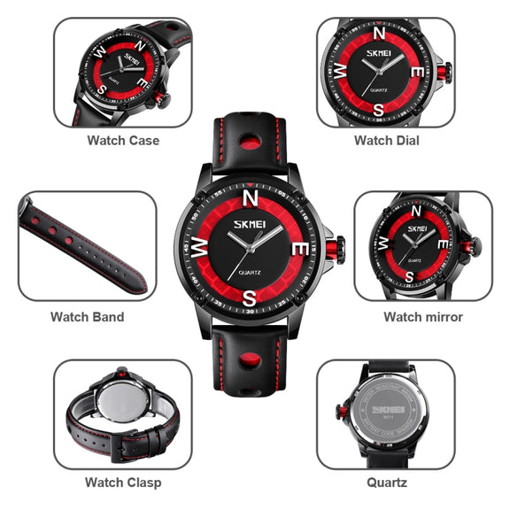 SKMEI 9211 Fashion Sports Stereo Dial Luminous Pointer Creative Watch Business Trend Men Quartz Watch(Blue)