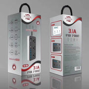 T09 3000W High Power Multi-Function Plug-in 3-Hole International Universal Jack + 6 USB Intelligent Charging EU PLUG
