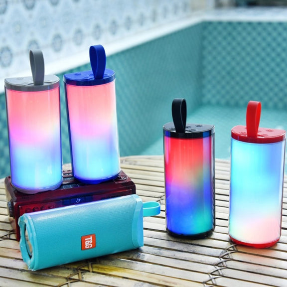 T&G TG169 LED Portable Bluetooth Speaker Outdoor Water-resistant Subwoofer 3D Stereo Mini wireless Loudspeaker Support AUX FM TF card(Blue)