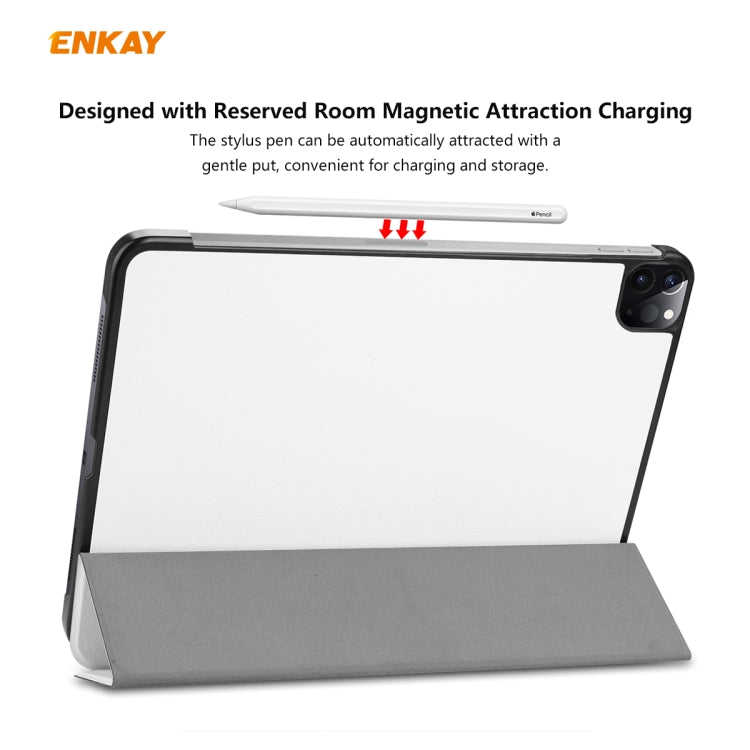 For iPad Pro 11 2022 / 2020 / 2021 ENKAY ENK-8001 Denim Pattern Horizontal Flip Leather Smart Tablet Case with Holder(White) - free shipping - PMc TechLife - Order now!