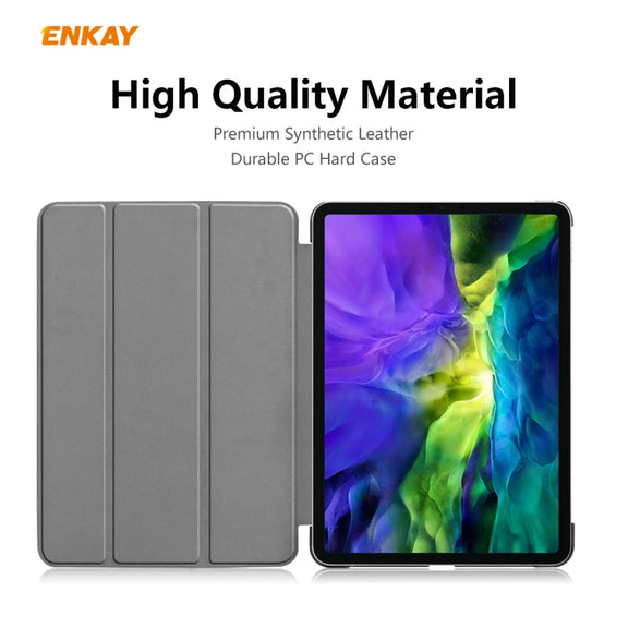 For iPad Pro 11 2022 / 2020 / 2021 ENKAY ENK-8001 Denim Pattern Horizontal Flip Leather Smart Tablet Case with Holder(Black)