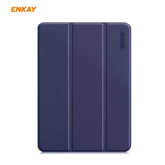 For iPad Pro 11 2022 / 2020 / 2021 ENKAY ENK-8001 Denim Pattern Horizontal Flip Leather Smart Tablet Case with Holder(Dark Blue)