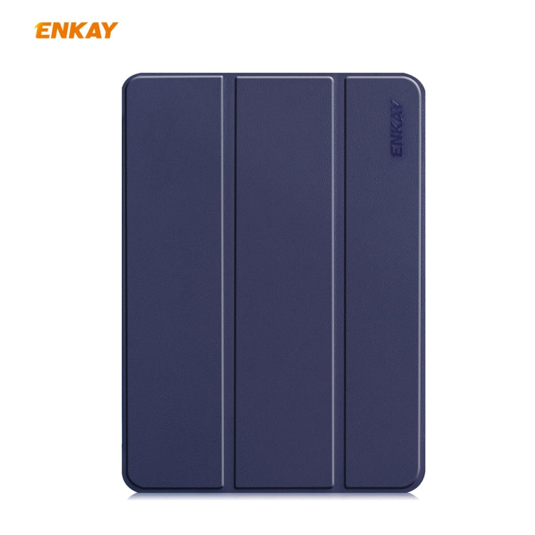 For iPad Pro 11 2022 / 2020 / 2021 ENKAY ENK-8001 Denim Pattern Horizontal Flip Leather Smart Tablet Case with Holder(Dark Blue)