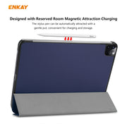 For iPad Pro 11 2022 / 2020 / 2021 ENKAY ENK-8001 Denim Pattern Horizontal Flip Leather Smart Tablet Case with Holder(Dark Blue)