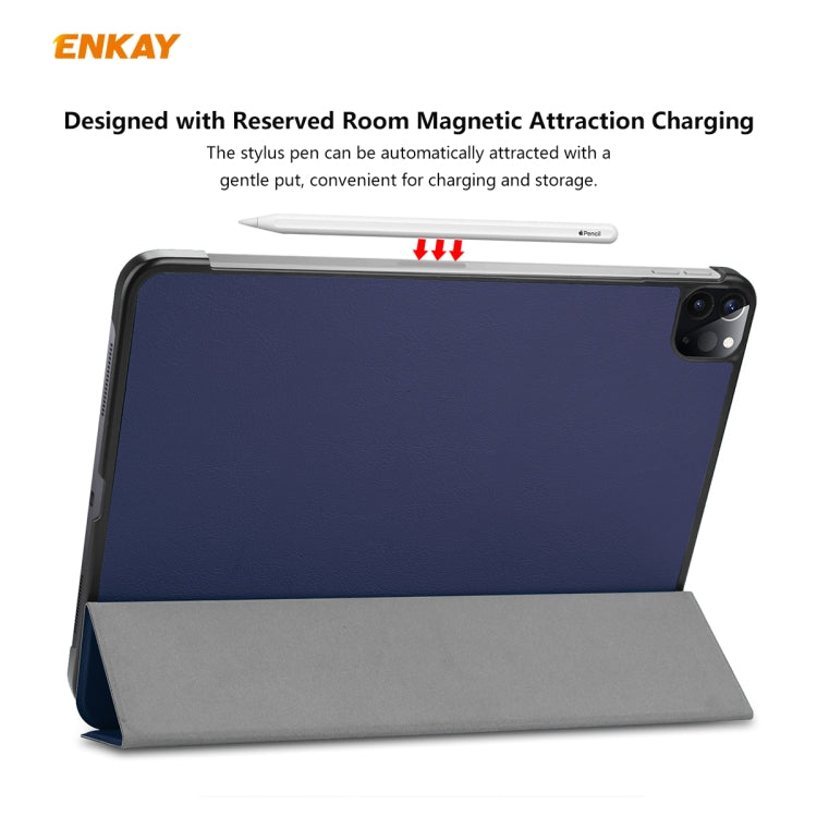 For iPad Pro 11 2022 / 2020 / 2021 ENKAY ENK-8001 Denim Pattern Horizontal Flip Leather Smart Tablet Case with Holder(Dark Blue)
