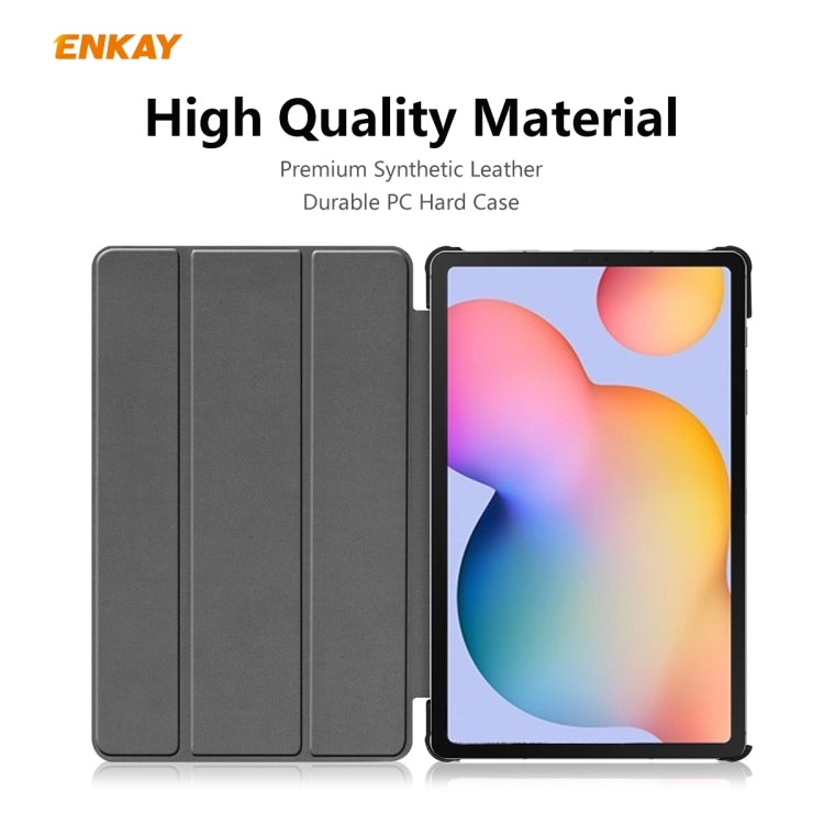 For Samsung Galaxy Tab S6 Lite P610 / P615 / Tab S6 Lite 2022 / P613 / P619 ENKAY 3-Fold Plastic Leather Smart Tablet Case(Grey) - free shipping - PMc TechLife - Order now!