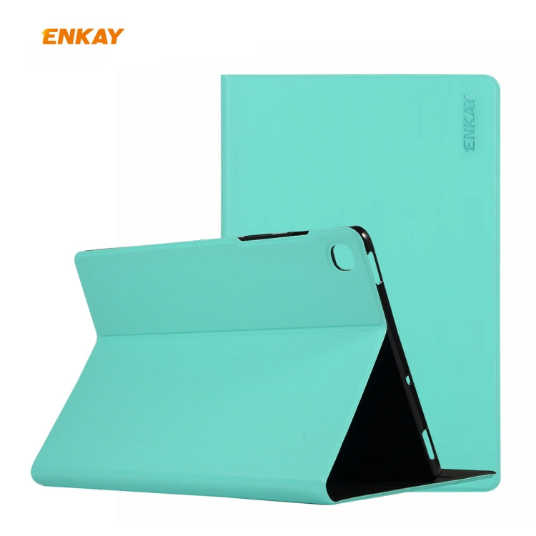 For Samsung Galaxy Tab S6 Lite P610 / P615 / Tab S6 Lite 2022 / P613 / P619 ENKAY Elastic Leather Tablet Case with Holder(Cyan) - free shipping - PMc TechLife - Order now!