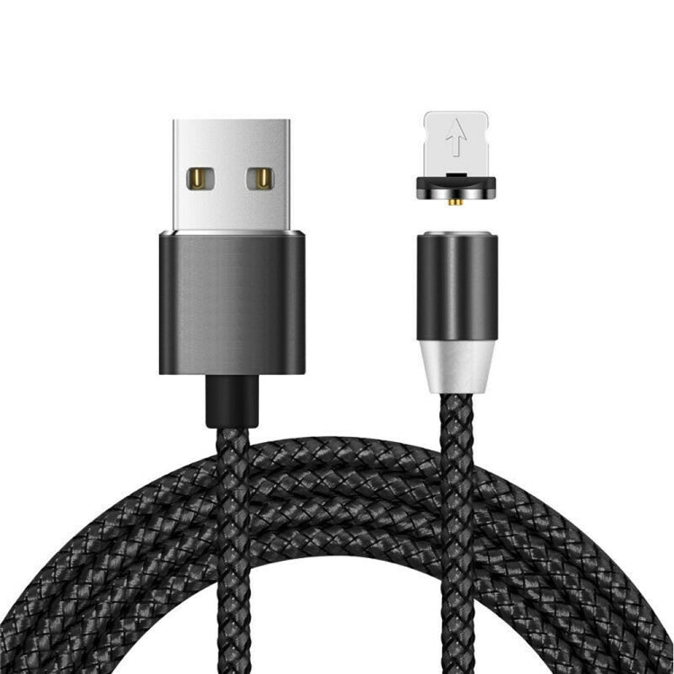 USB to 8 Pin Magnetic Metal Connector Nylon Two-color Braided Magnetic Data Cable, Cable Length: 1m(Black) - Charging Cable & Head by PMC Jewellery | Online Shopping South Africa | PMC Jewellery | Buy Now Pay Later Mobicred