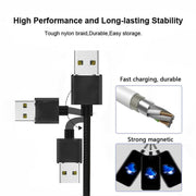 USB to 8 Pin Magnetic Metal Connector Nylon Two-color Braided Magnetic Data Cable, Cable Length: 1m(Black)
