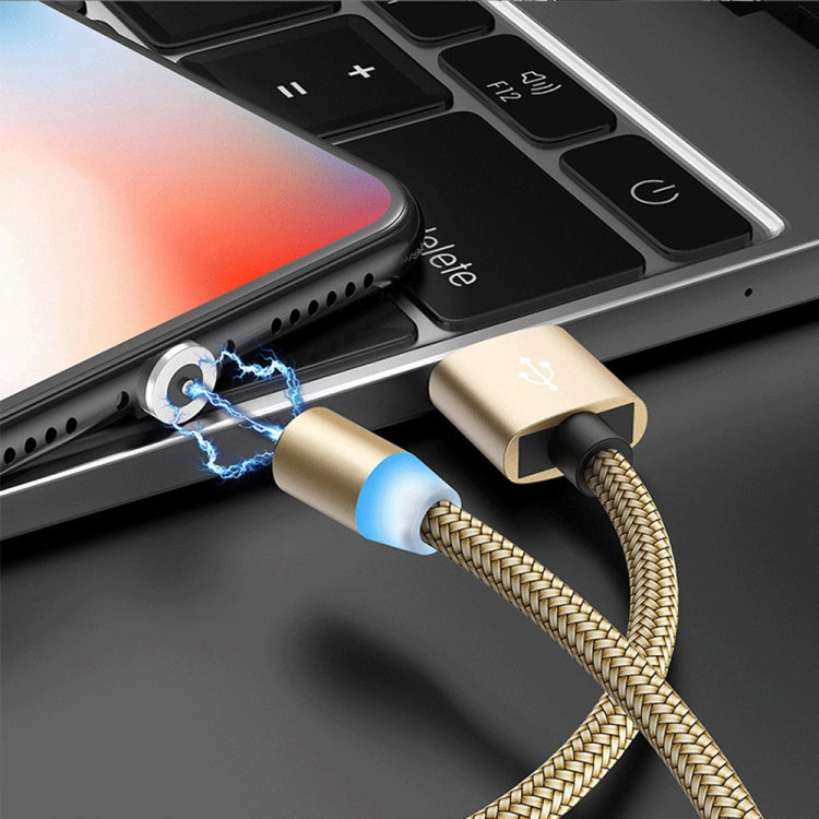 USB to 8 Pin Magnetic Metal Connector Nylon Two-color Braided Magnetic Data Cable, Cable Length: 1m(Gold) - Charging Cable & Head by PMC Jewellery | Online Shopping South Africa | PMC Jewellery | Buy Now Pay Later Mobicred