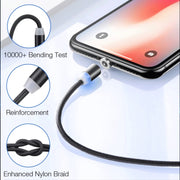 USB to 8 Pin Magnetic Metal Connector Nylon Two-color Braided Magnetic Data Cable, Cable Length: 1m(Gold)