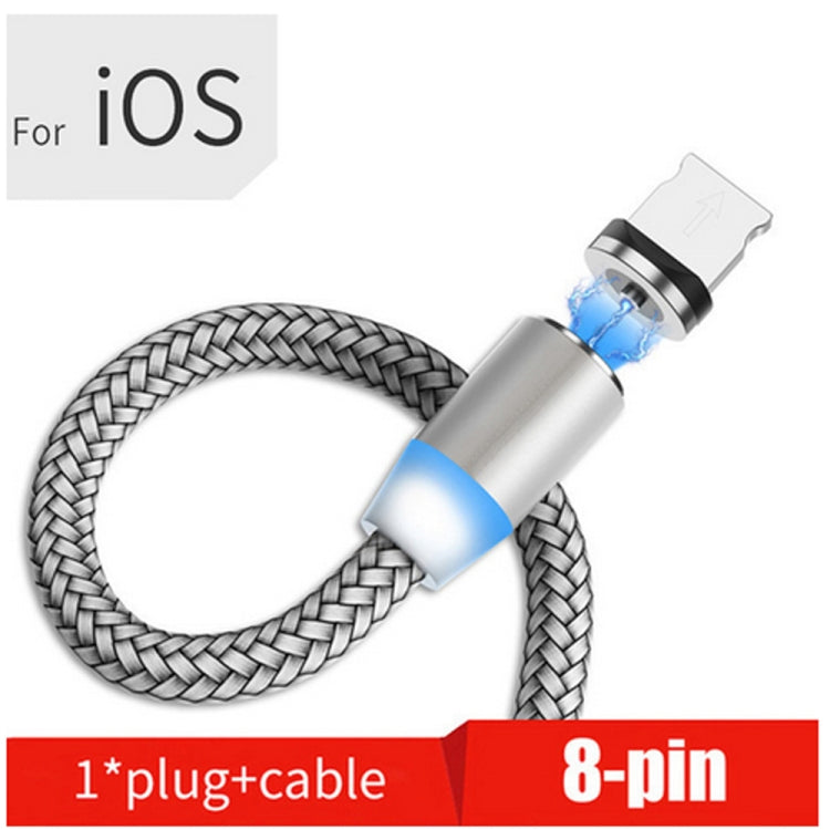 USB to 8 Pin Magnetic Metal Connector Nylon Two-color Braided Magnetic Data Cable, Cable Length: 1m(Silver) - free shipping - PMC Jewellery - Order now!