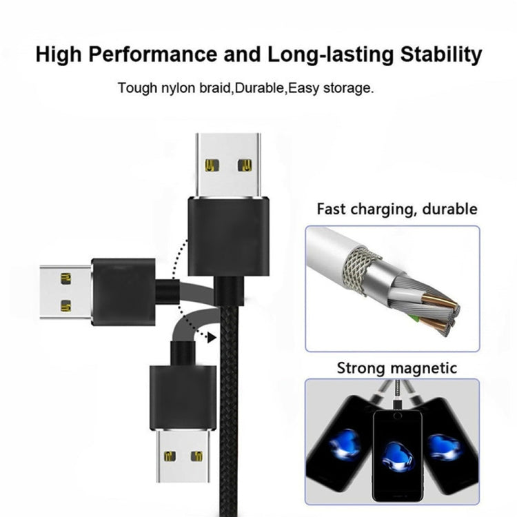 USB to 8 Pin Magnetic Metal Connector Nylon Two-color Braided Magnetic Data Cable, Cable Length: 1m(Silver) - free shipping - PMC Jewellery - Order now!