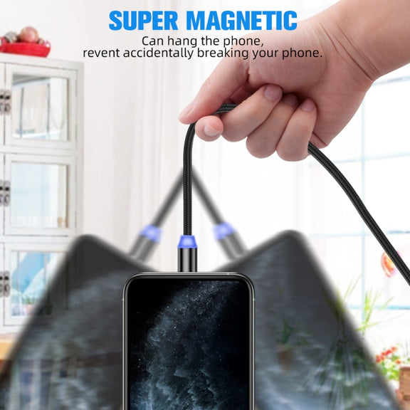 2 in 1 USB to 8 Pin + Micro USB Magnetic Metal Interface Nylon Braided Charging Cable, Length: 1m(Silvery)