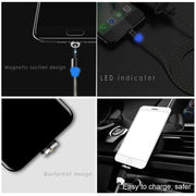 2 in 1 USB to 8 Pin + Micro USB Magnetic Metal Interface Nylon Braided Charging Cable, Length: 1m(Gold)