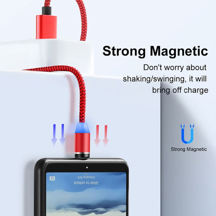 2 in 1 USB to 8 Pin + Micro USB Magnetic Metal Interface Nylon Braided Charging Cable, Length: 1m(Red)