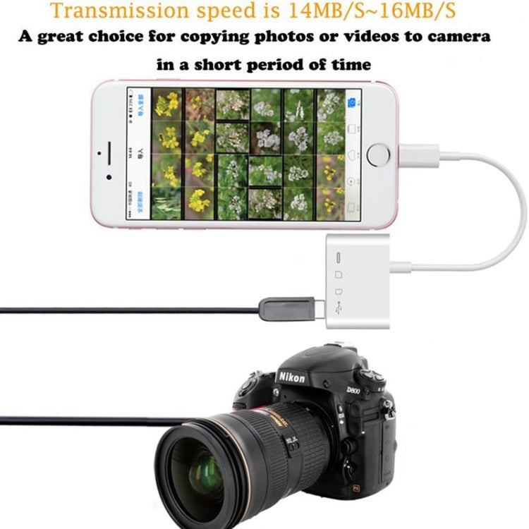 ZS-S1827 4 in 1 SD Card + TF Card + 8 Pin Charge + USB Interface to 8 Pin Interface Camera Reader Adapter, Support All iOS System - Converter & Adapter by PMC Jewellery | Online Shopping South Africa | PMC Jewellery | Buy Now Pay Later Mobicred