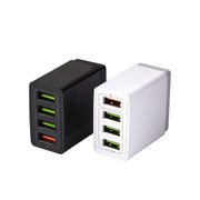 2 in 1 1m USB to 8 Pin Data Cable + 30W QC 3.0 4 USB Interfaces Mobile Phone Tablet PC Universal Quick Charger Travel Charger Set, US Plug(Black)
