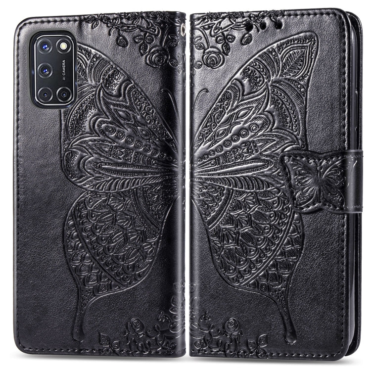 For OPPO A52/A72/A92 Butterfly Love Flower Embossed Horizontal Flip Leather Case with Bracket / Card Slot / Wallet / Lanyard(Black) - OPPO Cases by PMC TechLife | Online Shopping South Africa | PMC TechLife | Buy Now Pay Later Mobicred