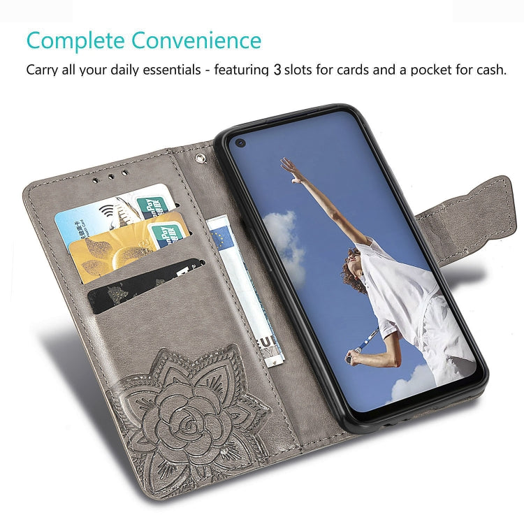 For OPPO A52/A72/A92 Butterfly Love Flower Embossed Horizontal Flip Leather Case with Bracket / Card Slot / Wallet / Lanyard(Black)