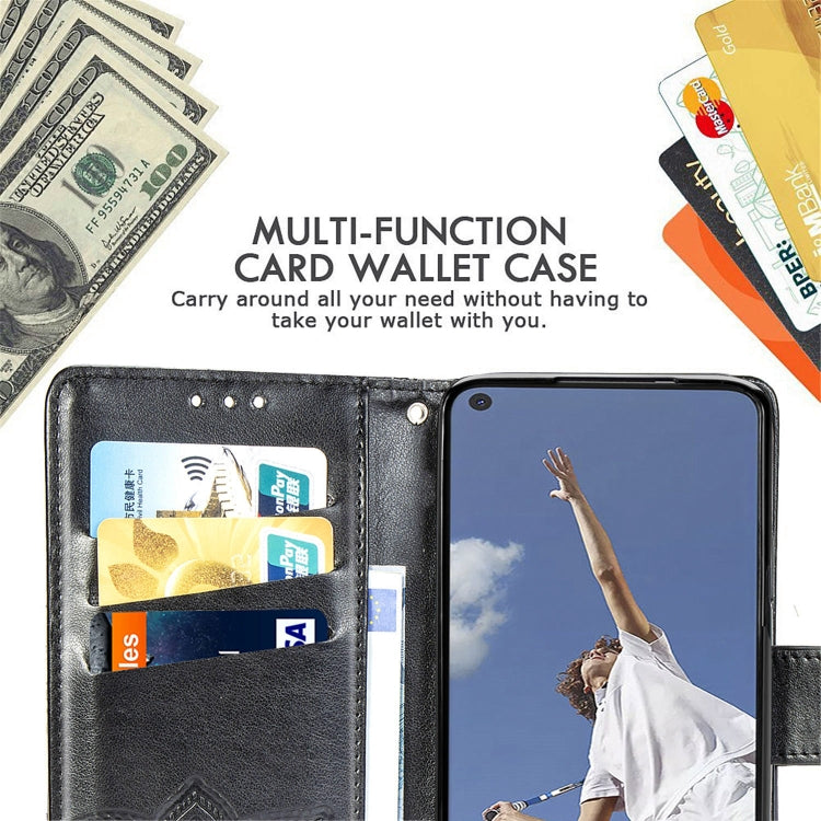 For OPPO A52/A72/A92 Butterfly Love Flower Embossed Horizontal Flip Leather Case with Bracket / Card Slot / Wallet / Lanyard(Black)