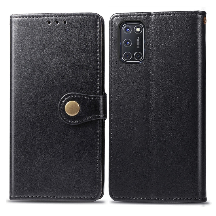 For OPPO A52/A72/A92 Retro Solid Color Leather Buckle Phone Case with Lanyard & Photo Frame & Card Slot & Wallet & Stand Function(Black) - OPPO Cases by PMC TechLife | Online Shopping South Africa | PMC TechLife | Buy Now Pay Later Mobicred