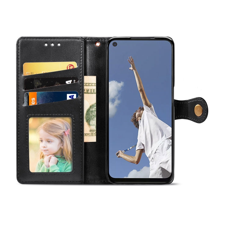 For OPPO A52/A72/A92 Retro Solid Color Leather Buckle Phone Case with Lanyard & Photo Frame & Card Slot & Wallet & Stand Function(Black) - OPPO Cases by PMC TechLife | Online Shopping South Africa | PMC TechLife | Buy Now Pay Later Mobicred