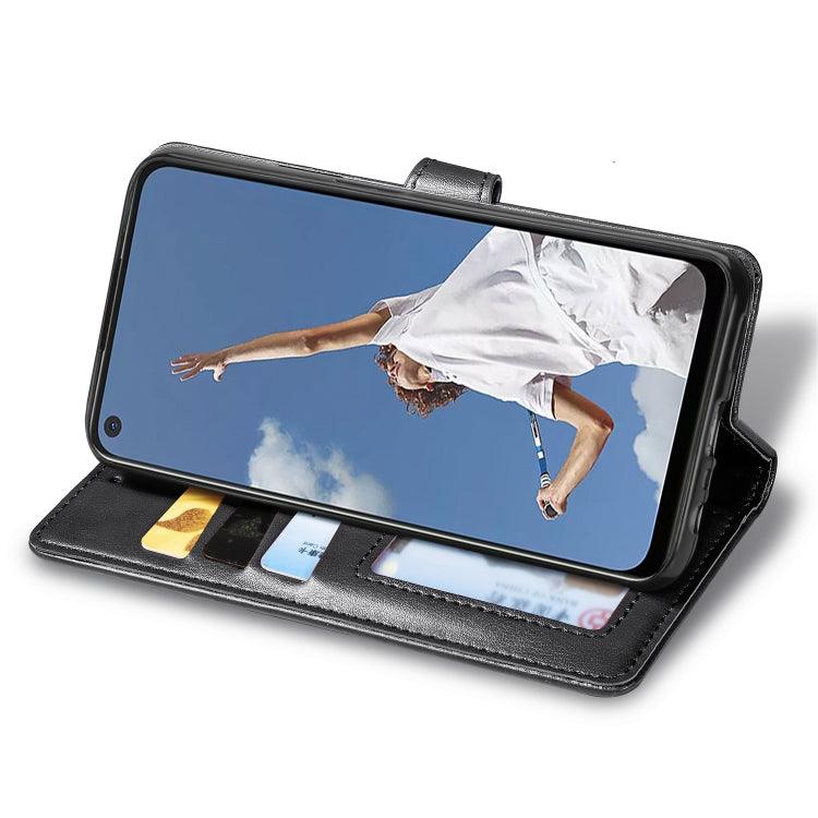For OPPO A52/A72/A92 Retro Solid Color Leather Buckle Phone Case with Lanyard & Photo Frame & Card Slot & Wallet & Stand Function(Black) - OPPO Cases by PMC TechLife | Online Shopping South Africa | PMC TechLife | Buy Now Pay Later Mobicred