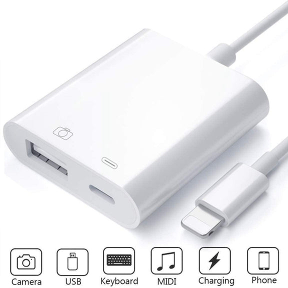 ZS-KL21806 2 in 1 8 Pin to USB 3.0 + Camera USB Read OTG Adapter, Compatible with IOS 13 and Above System