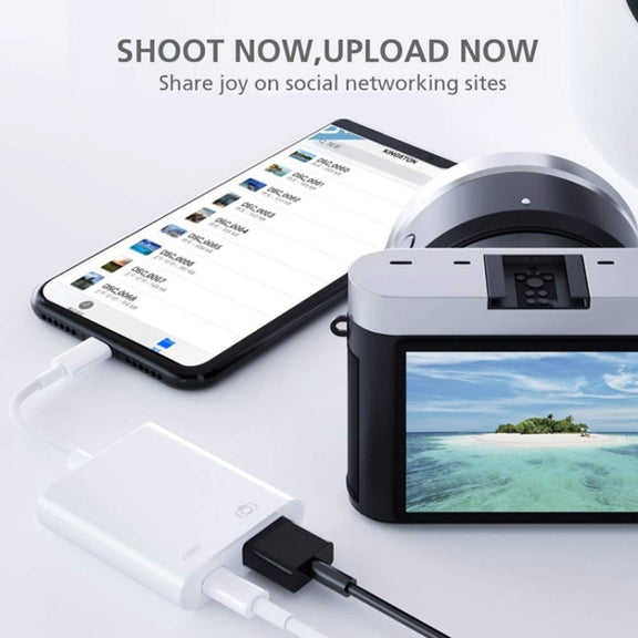 ZS-KL21806 2 in 1 8 Pin to USB 3.0 + Camera USB Read OTG Adapter, Compatible with IOS 13 and Above System