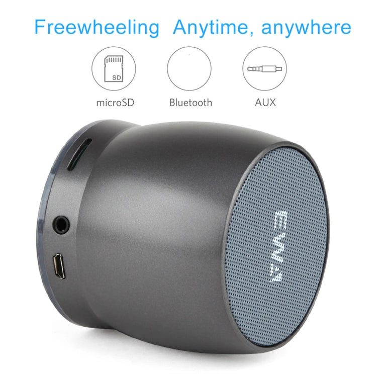 EWA A150 Portable Mini Bluetooth Speaker Wireless Hifi Stereo Strong Bass Music Boom Box Metal Subwoofer, Support Micro SD Card & 3.5mm AUX(Black Gray)