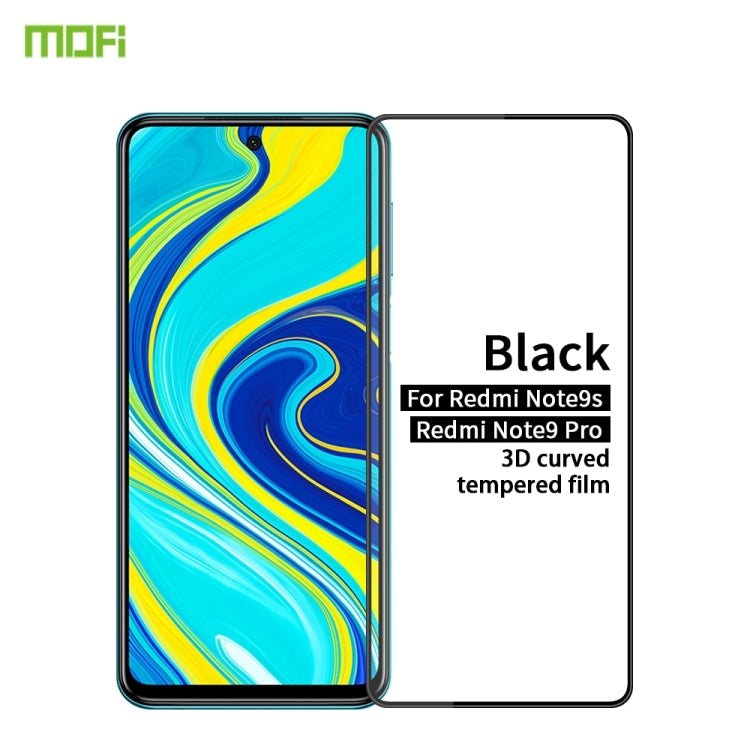 For Xiaomi Redmi Note 9S/Note 9 Pro MOFI 9H 3D Explosion-proof Curved Screen Tempered Glass Film(Black) -  by MOFI | Online Shopping South Africa | PMC TechLife | Buy Now Pay Later Mobicred