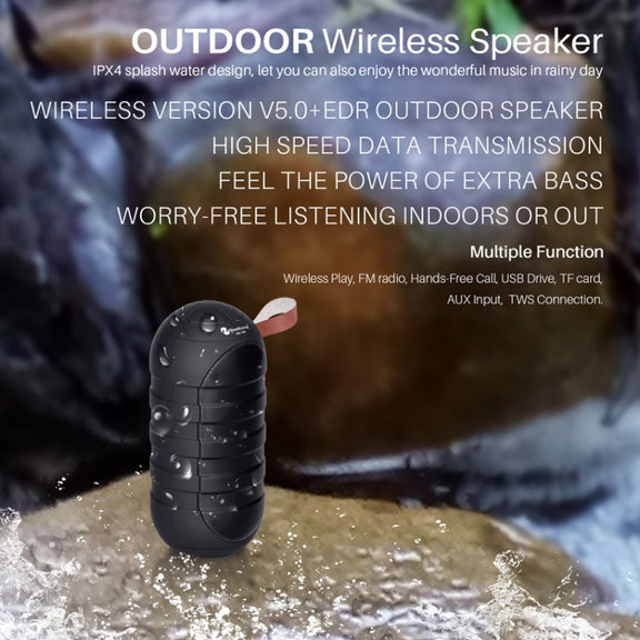 NewRixing NR-106 Mini Portable Stereo Bluetooth Speaker, Support Hands-free Calling & TF Card Slot & FM(Black)