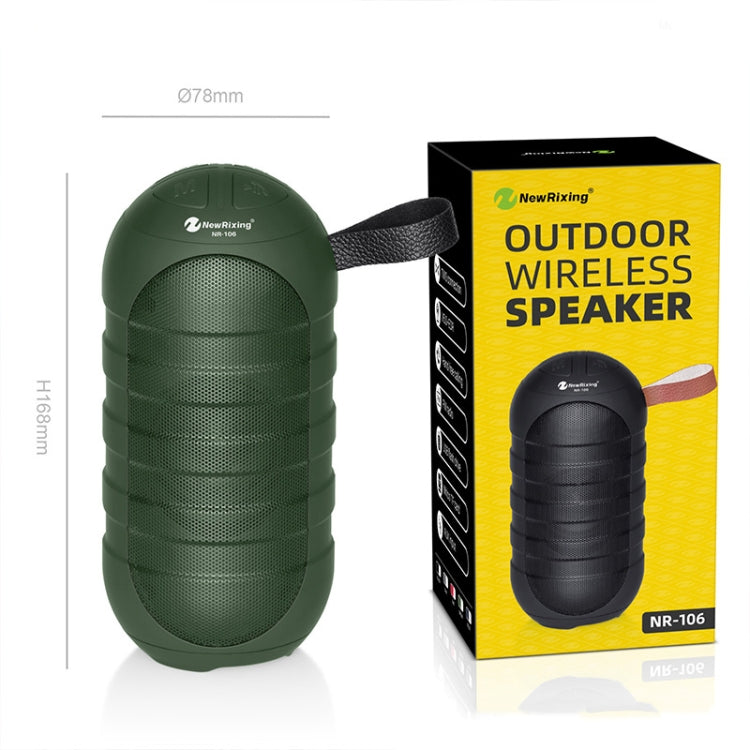 NewRixing NR-106 Mini Portable Stereo Bluetooth Speaker, Support Hands-free Calling & TF Card Slot & FM(Black)