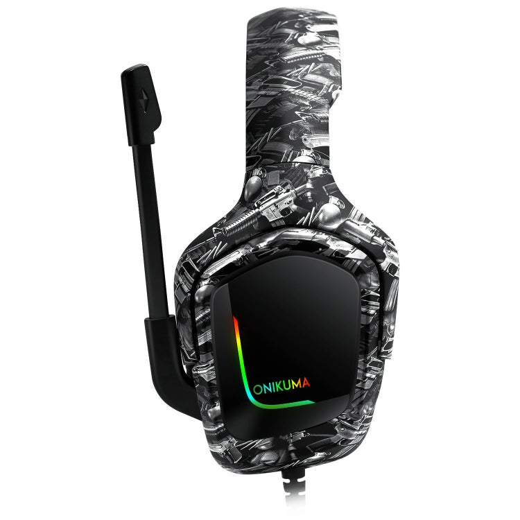 ONIKUMA K20 PS4 Surround Sound Bass PC Gamer Headphone with Microphone, RGB Light(Black Gray)