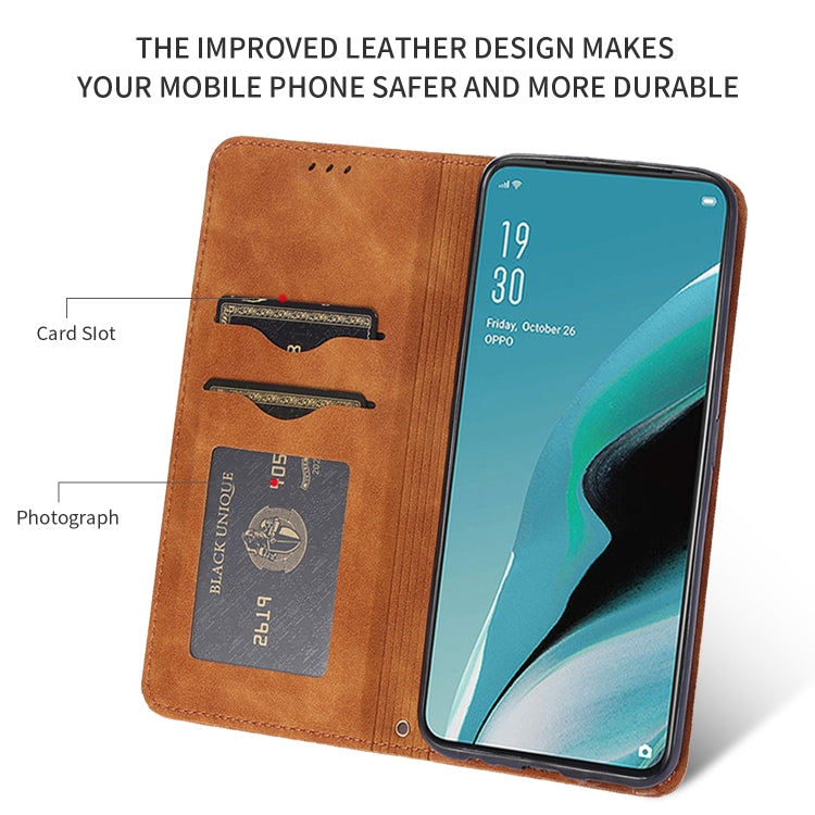 For OPPO Reno 2Z & Reno 2F Retro Skin Feel Business Magnetic Horizontal Flip Leather Case(Brown)