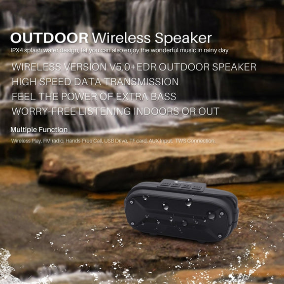 NewRixing NR-3023 Portable Stereo Wireless Bluetooth Speaker, Built-in Microphone, Support TF Card / FM(Gray)