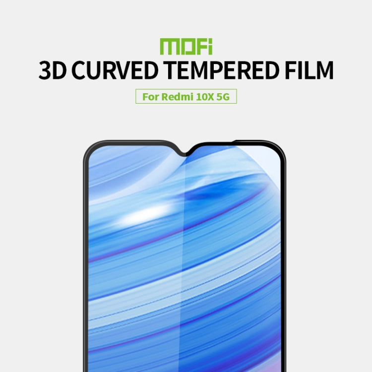 For Xiaomi Redmi 10X 5G MOFI 9H 3D Explosion-proof Curved Screen Tempered Glass Film(Black) -  by MOFI | Online Shopping South Africa | PMC TechLife