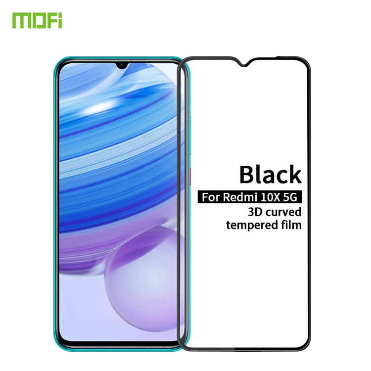 For Xiaomi Redmi 10X 5G MOFI 9H 3D Explosion-proof Curved Screen Tempered Glass Film(Black) -  by MOFI | Online Shopping South Africa | PMC TechLife