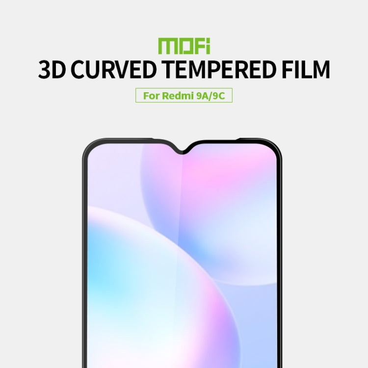 For Xiaomi Redmi 9A / 9C MOFI 9H 3D Explosion-proof Curved Screen Tempered Glass Film(Black) -  by MOFI | Online Shopping South Africa | PMC TechLife