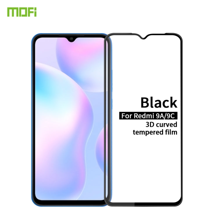 For Xiaomi Redmi 9A / 9C MOFI 9H 3D Explosion-proof Curved Screen Tempered Glass Film(Black) -  by MOFI | Online Shopping South Africa | PMC TechLife