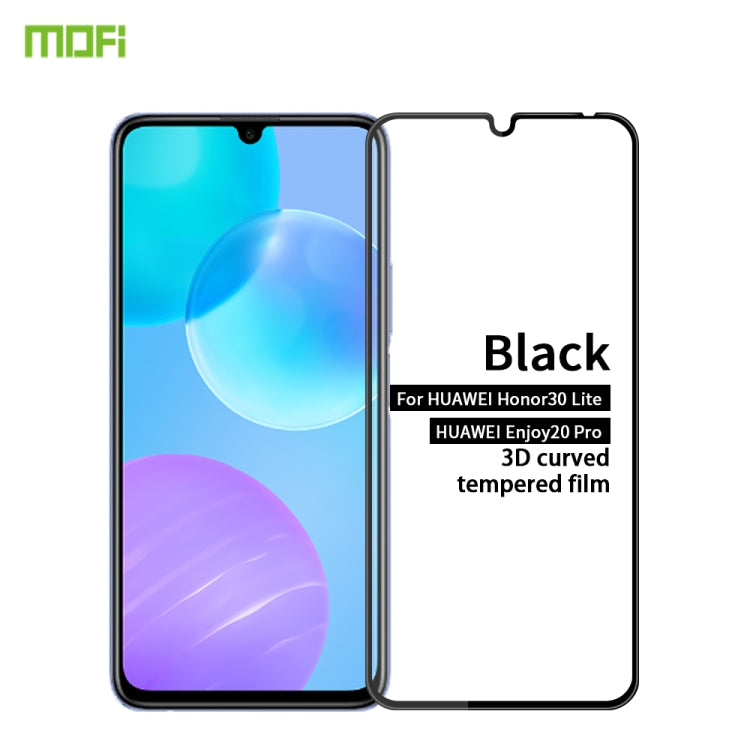 For Huawei Enjoy20 Pro/Honor30 Lite MOFI 9H 3D Explosion-proof Curved Screen Tempered Glass Film(Black) - Huawei Tempered Glass by MOFI | Online Shopping South Africa | PMC TechLife | Buy Now Pay Later Mobicred