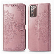 For Samsung Galaxy Note20 Ultra Halfway Mandala Embossing Pattern Horizontal Flip Leather Case with Holder & Card Slots & Wallet & Lanyard(Rose Gold)