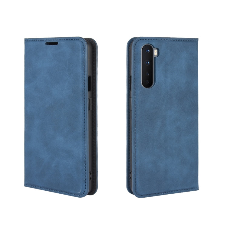 For OnePlus Nord Retro-skin Business Magnetic Suction Leather Case with Holder & Card Slots & Wallet(Dark Blue) - OnePlus Cases by PMC TechLife | Online Shopping South Africa | PMC TechLife