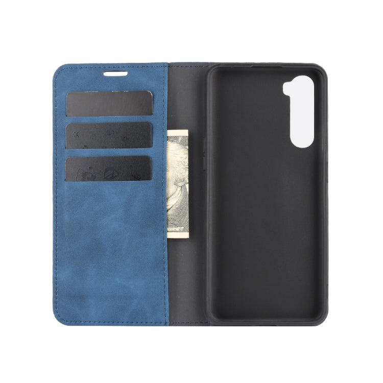 For OnePlus Nord Retro-skin Business Magnetic Suction Leather Case with Holder & Card Slots & Wallet(Dark Blue) - OnePlus Cases by PMC TechLife | Online Shopping South Africa | PMC TechLife
