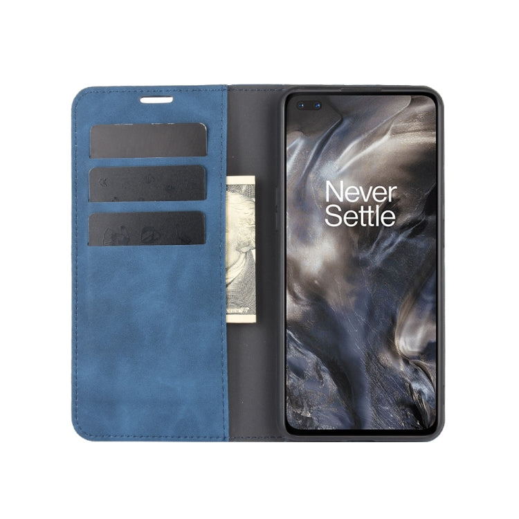 For OnePlus Nord Retro-skin Business Magnetic Suction Leather Case with Holder & Card Slots & Wallet(Dark Blue) - OnePlus Cases by PMC TechLife | Online Shopping South Africa | PMC TechLife